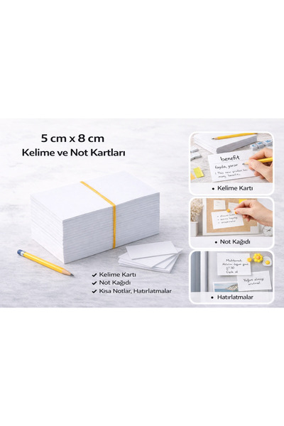 OzmeralBaskı Not Baskısız Boş Kartvizit Boy 100 Adet Bloknot 200gr Kalın Not ...