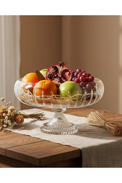 Akden Kristal Cutting Decor Crystal Glass Salad Bowl 28/22 cm