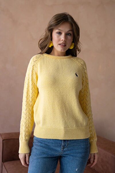 Park Karon Γυναικείο πλεκτό πουλόβερ με λαιμόκοψη δαντελωτή πλέξη με απαλή υφ...