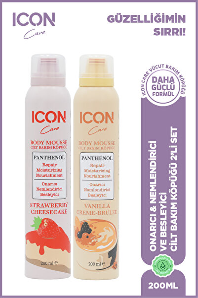 ICON Care CİLT BAKIM KÖPÜĞÜ 2'Lİ SET VANILLA CREME BRULEE & STRAWBERRY CHEESE...