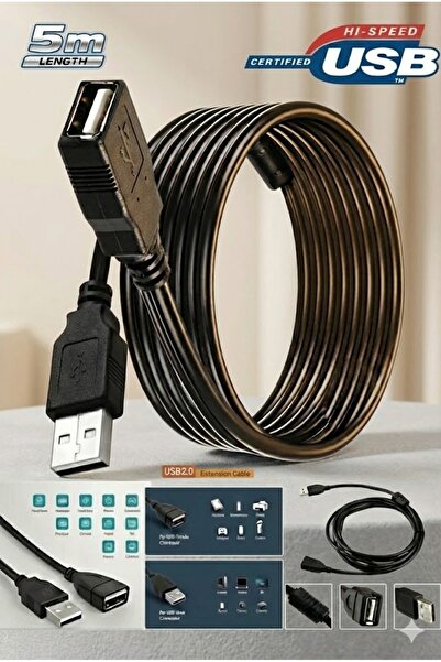 Derwell 5 Metre 5mt Yüksek Hız Usb Uzatma Kablosu Uzatıcı Ara Kablosu Dişi Er...