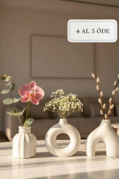 ZURİ DESİGN Bohem - Modern Beton Biblo 3’lü Set – Dekoratif Minimal Biblo