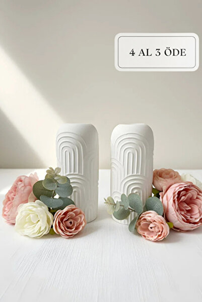 ZURİ DESİGN Bohem Desenli Beton Biblo 2’li Set – Dekoratif Modern Tasarım