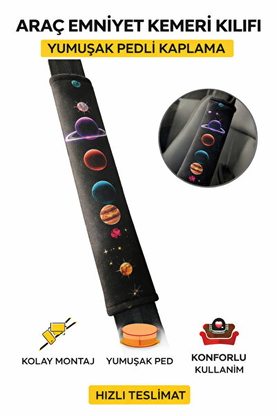 OTOBİR Emniyet Kemer Kılıfı-Konfor Pedi Space Gezegen 2 ADET