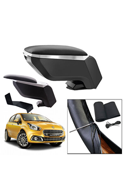 3 Tıkla Lüks Set Fiat Punto Evo 2011 Delmesiz Çelik Ayaklı Gri-Siyah Kolçak K...