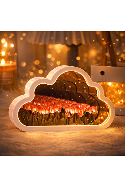 Store El Yapımı Büyük Boy Bulut Gece Lambası Lale Desenli