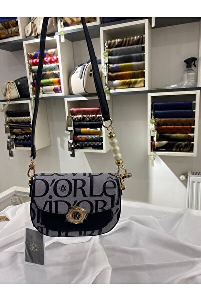 Levidor Siyah Kumaş Dokulu Omuz Çantası