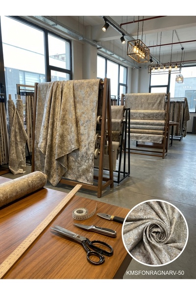 LEVENT ÖZEL Jakar Desenli Dokuma Fon Perdelik Kumaş 100en300boy