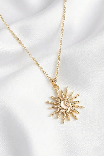 özgül takı ve tasarım Güneş Ay ve Yıldız Model Zirkon Taşlı Paslanmaz Çelik G...