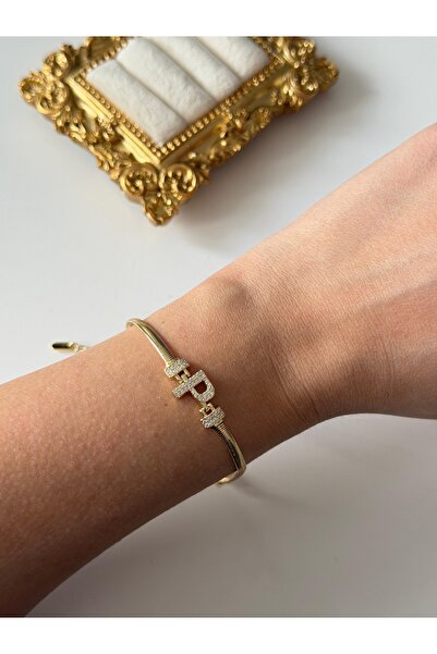 Charmist 14K Çelik Üzeri Altın Kaplama Kuyumcu İşçiliği Harf Bileklik