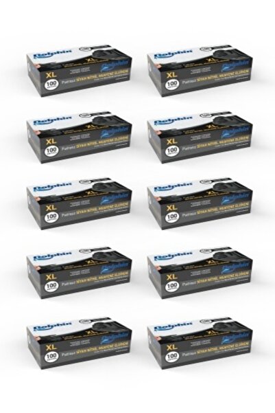 Dolphin Siyah Çok Amaçlı Nitril Eldiven Pudrasız (xl) 100lü Paket 10 Adet