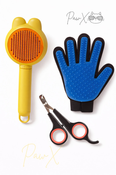 PapyonPet Kedi Köpek Otomatik Temizlenen Fırça Basmalı Tarak Tüy Toplayıcı El...