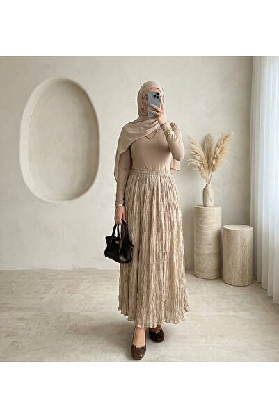 Modamorfo Lined Gipeli Modal Skirt -Beige