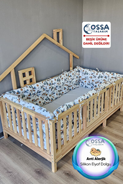 yasetex tasarım Montessori Yatak ve Beşik İçin 4 Kenar Koruma Seti Uçak Desenli