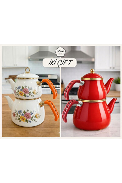 5Gen Tasarım 2'li Demir Saplı Çaydanlık, Tava, Cezve İçin Silikon Tutacak 2 S...