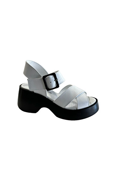 Castle Black 42627 حذاء نسائي صيفي جلد طبيعي أبيض