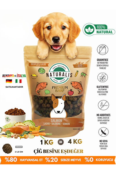 NATURALİS BARF FOOD Somonlu %100 Doğal Kurtulmuş Köpek Maması Hipoalerjenik A...