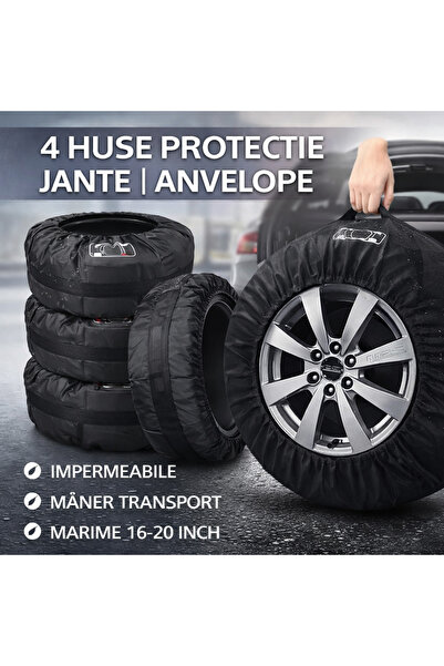 SMARTECH Set 4 huse pentru anvelope/cauciucuri, cu maner, impermeabil, pentru...