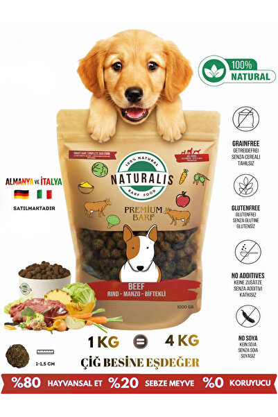 NATURALİS BARF FOOD Biftekli %100 Doğal Kurtulmuş Köpek Maması Hipoalerjenik ...