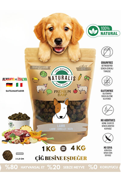 NATURALİS BARF FOOD Kuzulu %100 Doğal Kurtulmuş Köpek Maması Hipoalerjenik Ai...