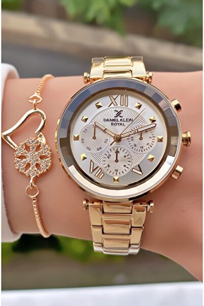 Daniel Klein Altın Renk Su Geçirmez 2 Yıl Garantili Kadın Kol Saati - Bilekli...