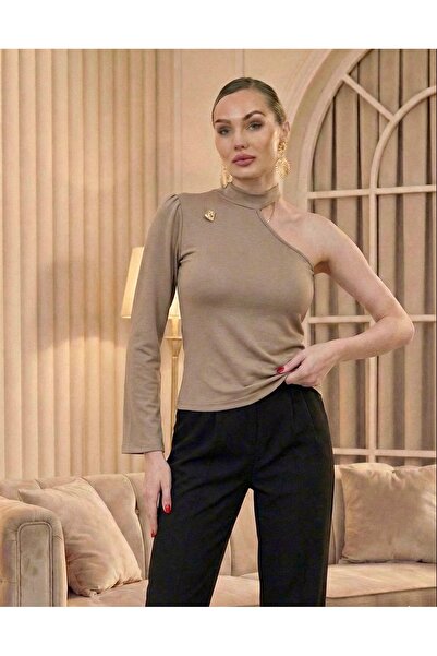 DOEDA MODA PRODUS NOU Bluză de damă cu un singur umăr, croială asimetrică, cu...