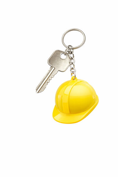 DeNors سلسلة مفاتيح على شكل خوذة بناء صفراء - سلسلة مفاتيح على شكل خوذة واقية...