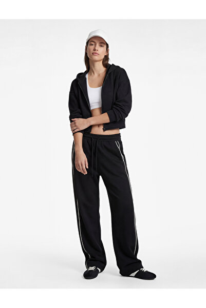 Koton High Waist Pocketed Piped Sports Oversized Wide Leg Sweatpants