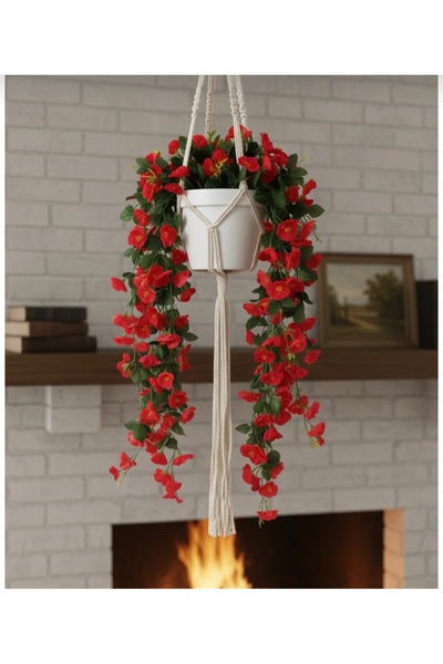BAKBURAYA YAPAY ÇİÇEKÇİLİK 9 DALLI SARKAN KIRMIZI MENEKŞE EV VE İŞ YERİ DEKOR...