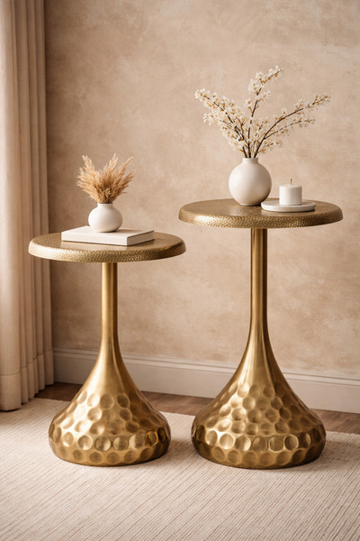 Valda VERA 2’li Gold Eskitme Dövme Demir Sehpa Seti