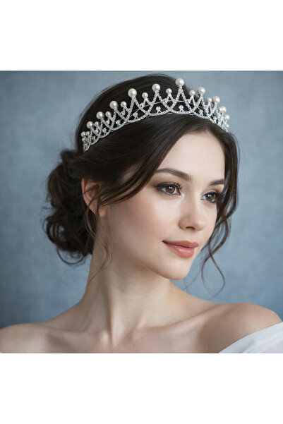 Eva Flore تاج الزفاف الباروكي مع اللؤلؤ الكريستالي - تاج الخطوبة والمناسبات ا...