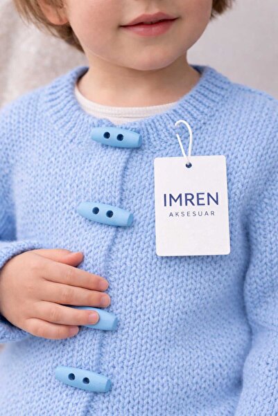 İMREN AKSESUAR Tablă, Lemn Albastru Deschis Buton Colorat 3 Cm 1 Pachet 10 Bu...