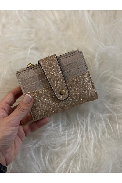 FirstRoseStore Simli Rose Gold Bozuk Para Bölmeli Cüzdan