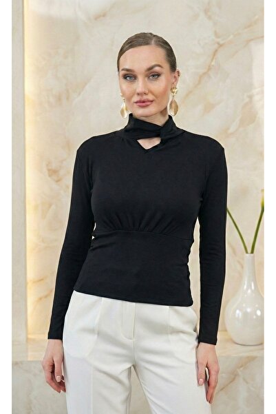 DOEDA MODA Produs nou Bluză pentru femei, cu guler răsucit, decolteu adânc, c...