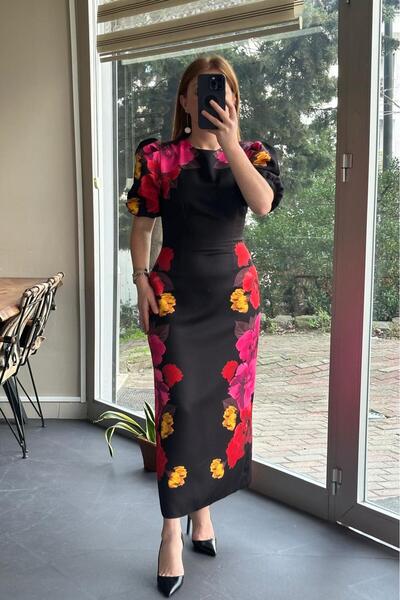 Pulli Collection Floral Black Midi Dress