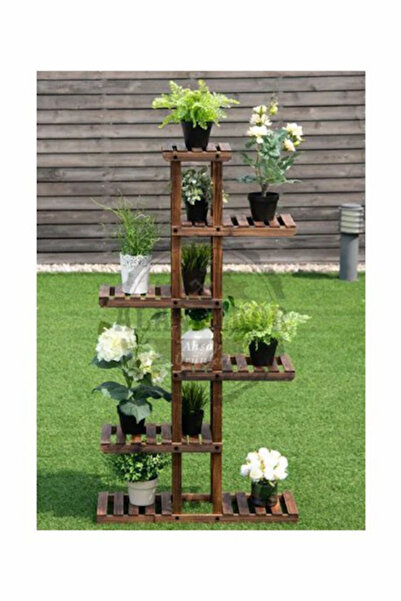 ALANDEKOR Eskitme Ceviz Rengi Ahşap Dekoratif Çiçeklik Saksılık Balkon Bahçe ...