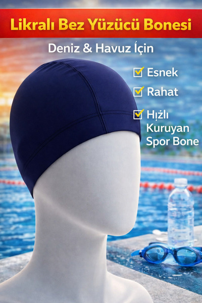 viyol marketim Likralı Bez Yüzücü Bonesi – Deniz & Havuz İçin Esnek, Rahat, H...