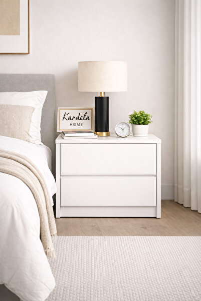 Kardelahome %100 MDF 2 Çekmeceli Komodin Beyaz (ÜRÜN KURULU TESLİM EDİLMEKTEDİR)