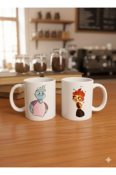 ALPŞAN TİCARET Ateş ve Su Kupa Bardak Sevgiliye Hediye Kupa Çift Kupaları 2'l...