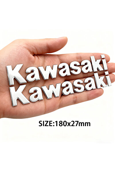 Kawasaki ملصق فضي خماسي الأبعاد، شعار سميك، ملصق قوي للغاية لخزان وقود الدراج...