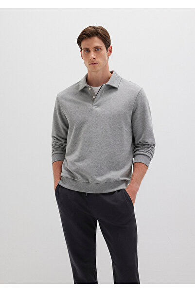 Mavi Polo Yaka Gri Sweatshirt 0S10420-80018