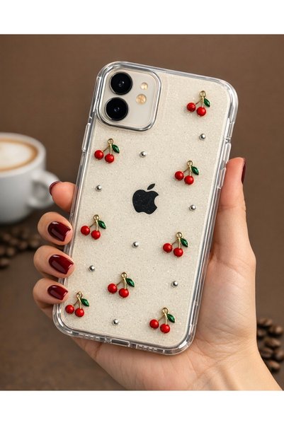 FİŞNEİLETİŞİM İPHONE 11 UYUMLU KİRAZLI SİMLİ KAMERA ÇERÇEVE DETAYLI KILIF