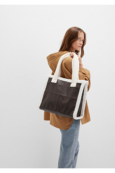 Mavi Braune Tasche aus Kunstleder mit Sherpa-Details 1911682-70221