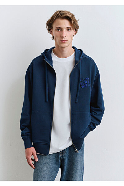 Mavi Zippered Hooded Navy Blue Sweatshirt 0S10392-89353
