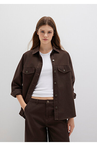 Mavi Braunes Hemd mit Taschendetail, Oversize / Weit geschnitten 1211181-88067