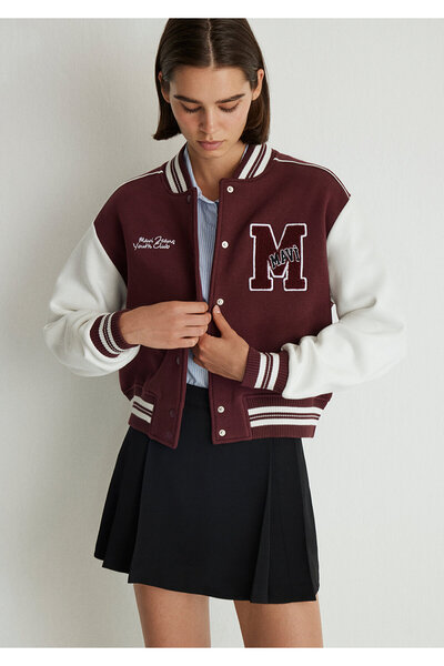 Mavi M Logo Patchli Bordo Bomber Ceket 1110636-70434