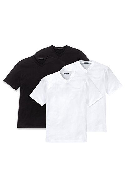 Schiesser Herren American T-Shirt 4er Pack - 1/2 Arm, Unterhemd, V-Ausschnitt