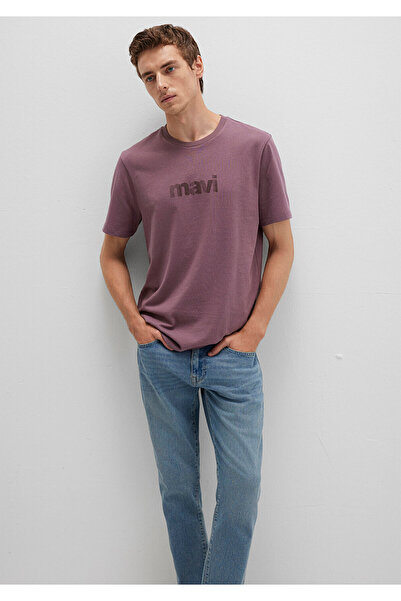 Mavi Lila T-Shirt mit Logo-Print, reguläre Passform / normaler Schnitt 061293...