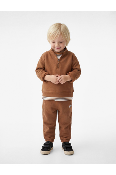 Koton Bumbac cu mânecă lungă și jumătate de fermoar guler ridicat Swea tricou