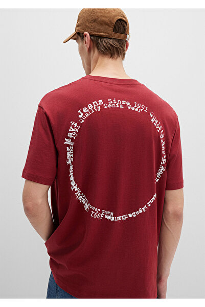 Mavi Tricou roșu cu imprimeu blugi, croială largi / croială lejeră 0612899-89065